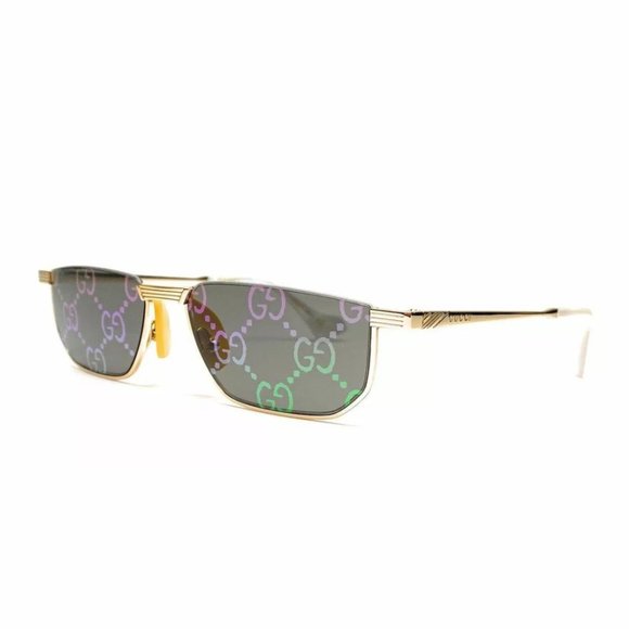 Gucci Men's Rectangle Gold Sunglasses - Picture 1 of 3